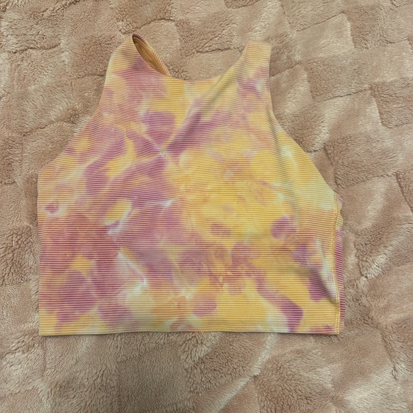 Athleta Tops - Athleta Conscious Textured Crop Spray Dye Island Coral/ Vintage Plum Size Small